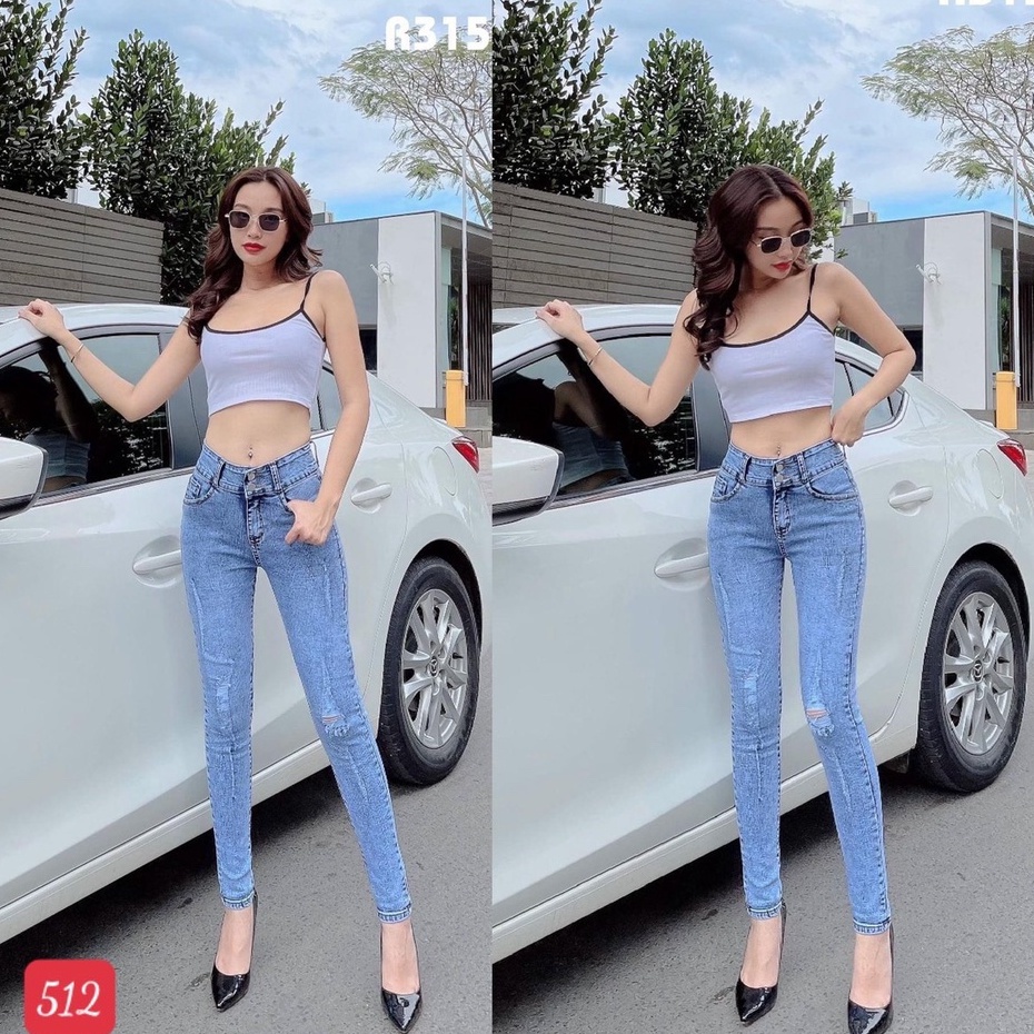 Quần jean nữ co giãn, quần bò lưng cao 9 tấc dáng ôm body cạp cao nhiều mẫu Bi_shop 173 ms512