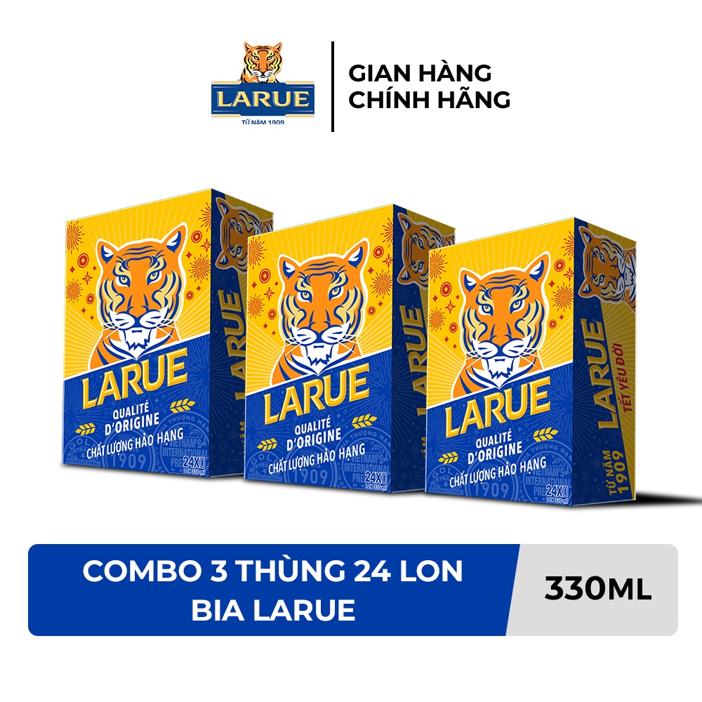 GIAO NHANH HCM - Combo 3 Thùng 24 lon bia Larue 330ml lon