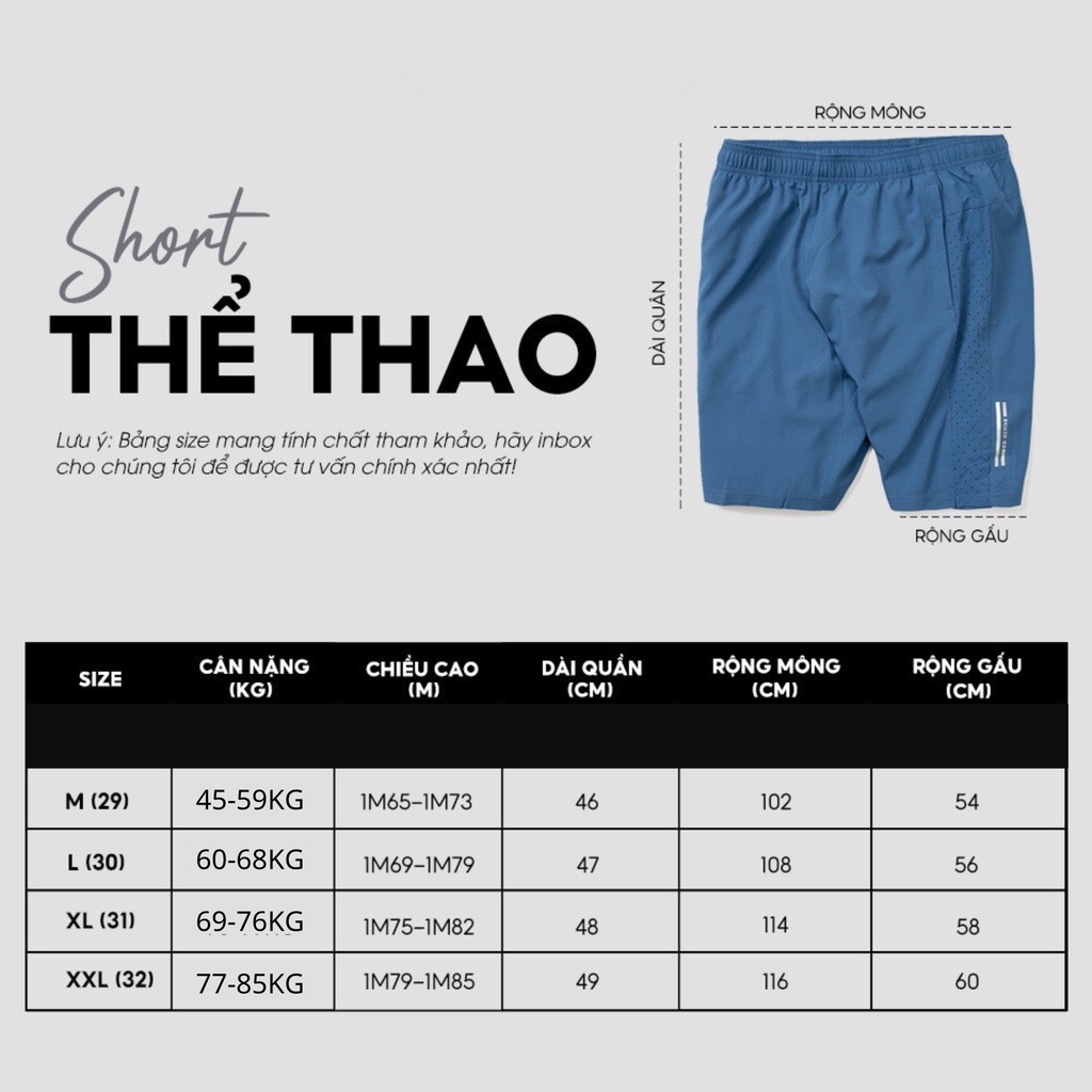 Quần đùi nam quần short thể thao vải gió cao cấp co giãn tốt bền màu thoáng mát thoải mái vận động