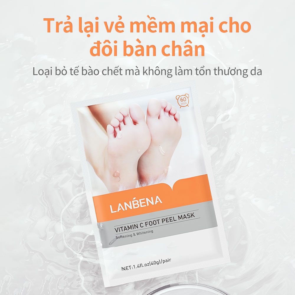 Cặp mặt nạ chân Lanbena vitamin C dạng lột tẩy tế bào chết làm giảm thâm và nếp nhăn dưỡng trắng da mịn màng 40g