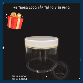 HŨ TRONG 200G NẮP TRẮNG VIỀN VÀNG