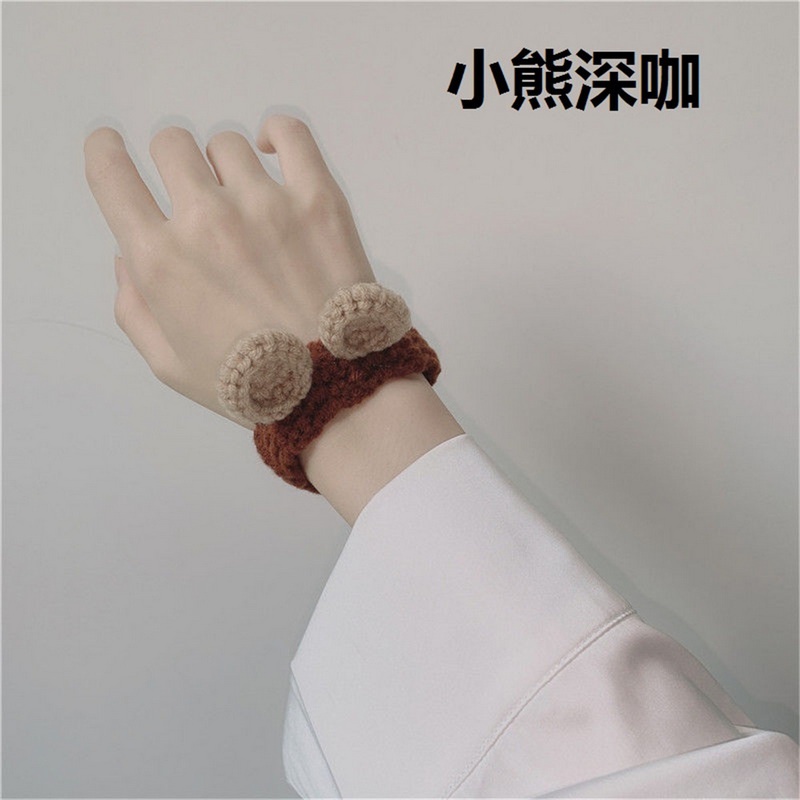 Vòng đeo tay RINHOO bằng len dệt kiểu ếch/ thỏ/ gấu dễ thương có thể điều chỉnh thời trang