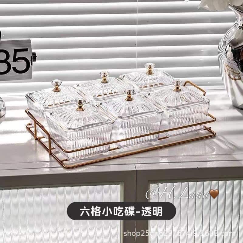 KHAY ĐỰNG MỨT TẾT 6 NGĂN KHUNG MẠ VÀNG XỊN
