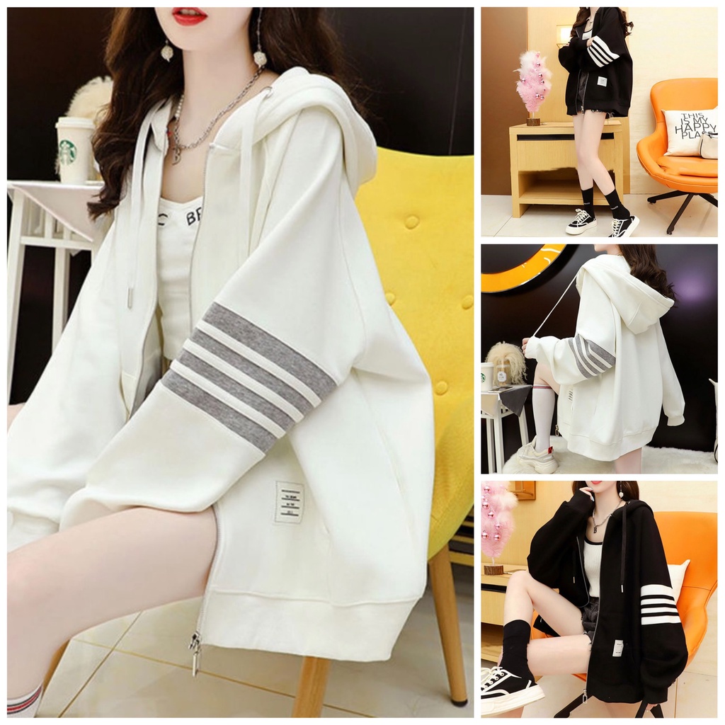 (Thanh Lý Hàng Đông) Áo khoác hoodie cardigan có khóa K88 phối viền tay 3 màu, Áo nỉ Thu Đông Form rộng mới nhất 2022 | BigBuy360 - bigbuy360.vn