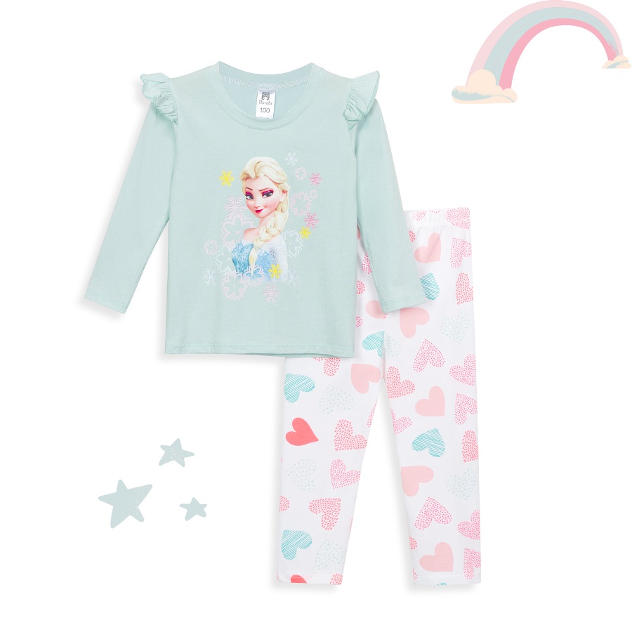 Đồ bộ dài tay bé gái mặc ngủ điều hòa thun cotton in hình elsa minnie unicorn, dễ thương Áo Lá Homewear NNB001