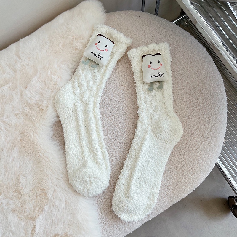 Vớ Lông Cừu Dày Dặn Giữ Ấm Mùa Thu Đông Họa Tiết Hoạt Hình Nhật Bản Cho Nữ