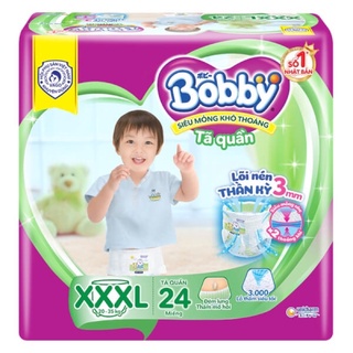 Tã quần bobby size XXXL 34 miếng,bĩm quần bobby siêu thấm xxxl24 miếng cho bé 20-35kg