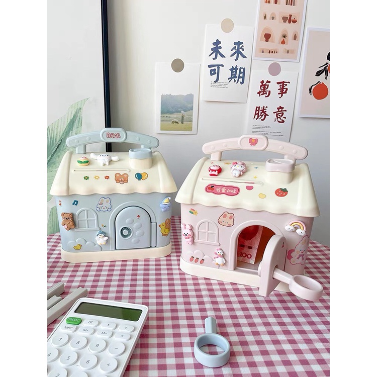 Hộp đựng tiết kiệm, ống heo mini hình ngôi nhà dễ thương dành cho trẻ em