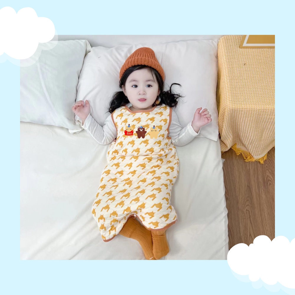 Túi Ngủ Trẻ Em Thu Đông I Túi Ngủ Cho Bé Cotton Bông  Kiểu Ba Lỗ