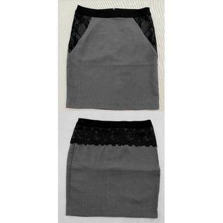 Chân váy công sở màu xám phối ren đen Nino.maxx - Thanh lý vnxk