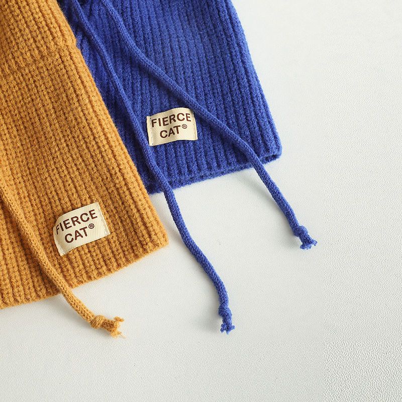 Mũ Len Trùm Đầu Tích Hợp Khăn Choàng Cổ Bảo Vệ Tai Thời Trang Thu Đông Cho Bé