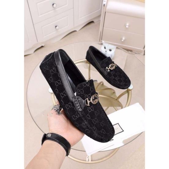 Giày Lười Nam Gucci- Chất Liệu Nhung Đen-hot năm 2023