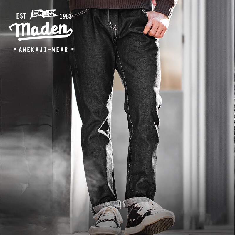 Quần jean MADEN ống đứng 13oz phong cách Mỹ retro 2022 thời trang mùa thu dành cho nam