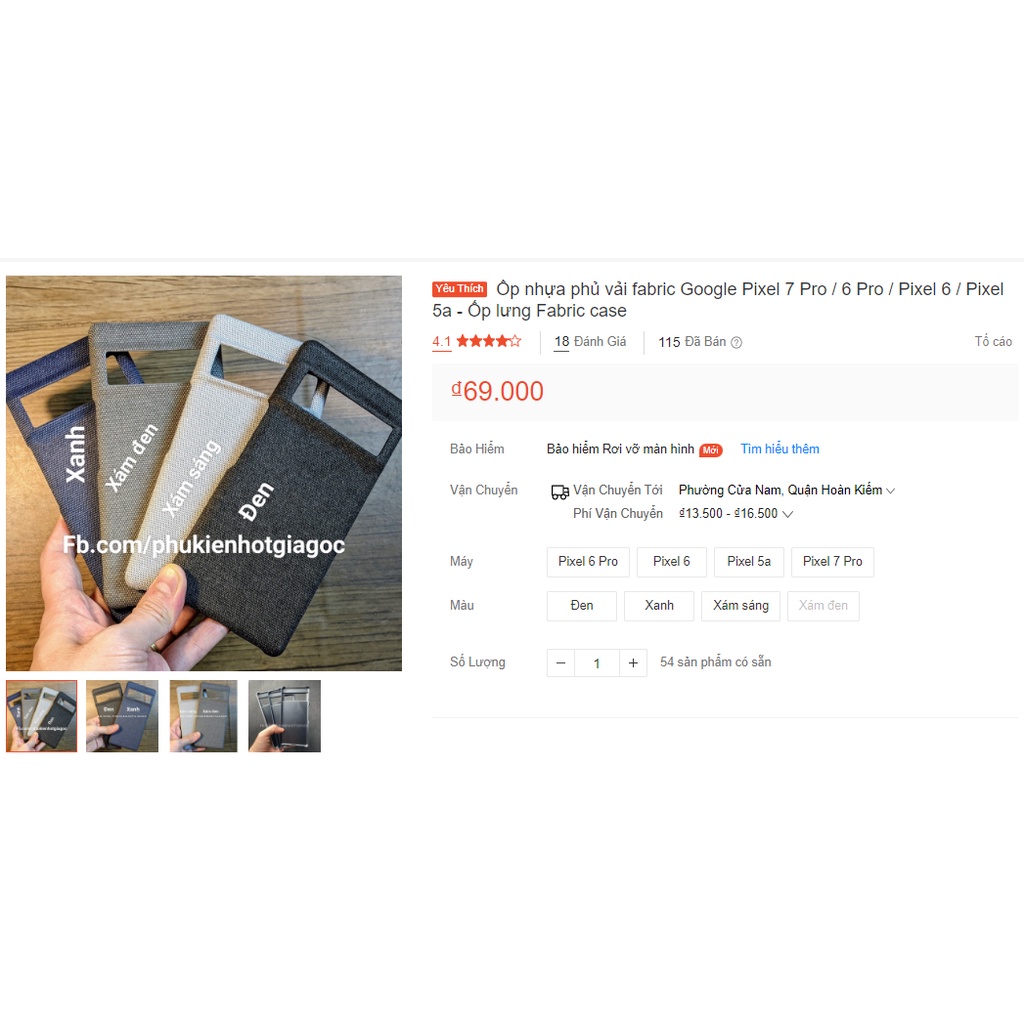 Ốp nhựa phủ vải fabric Google Pixel 7 Pro / 7 / 6 Pro / 6a / 6 / 5a / 5 / 4 XL / 3 / 3a / 4a 5G - Ốp lưng Fabric case