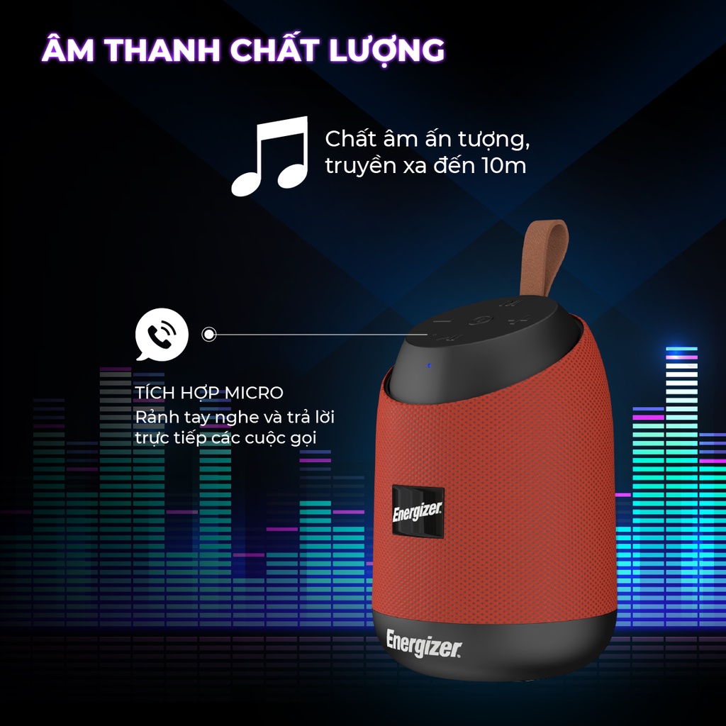 Loa Bluetooth di động Energizer BTS 061 - Hàng Chính Hãng, Bảo Hành 2 Năm 1 Đổi 1