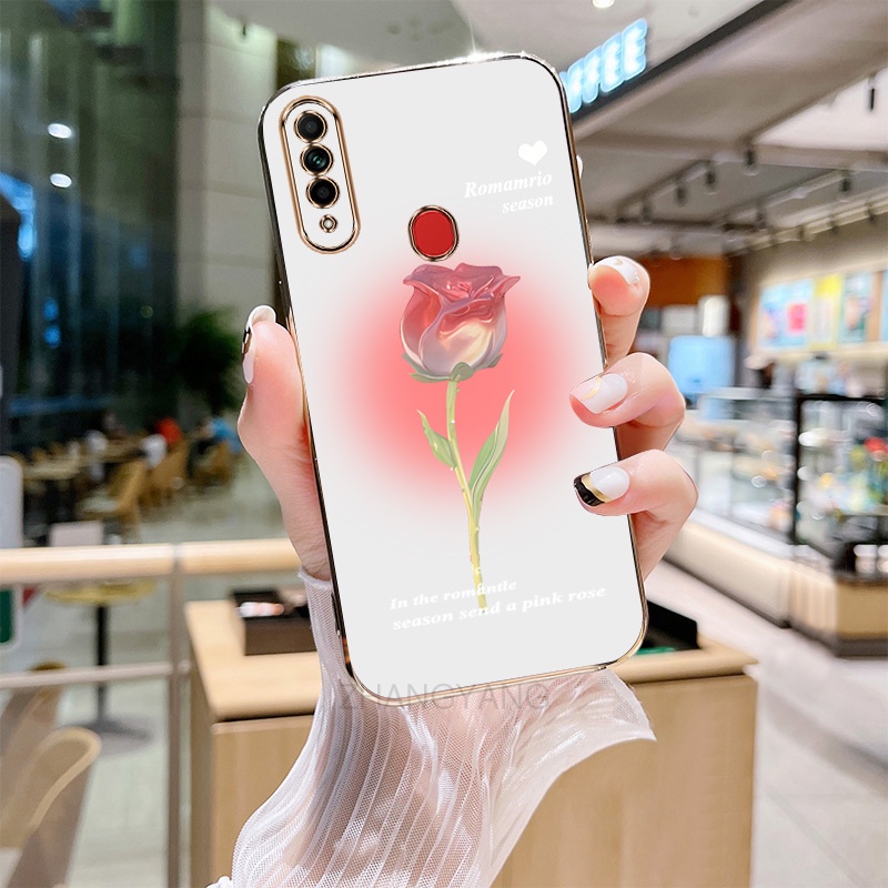ốp lưng oppo a31 Ốp Điện Thoại silicone Mạ Điện Họa Tiết Hoa Hồng Cho oppo a31