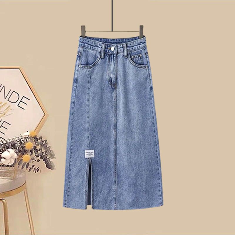 Set Áo Tay Ngắn Phối Chân Váy Denim Plus Size Thời Trang Mùa Hè 2023 Cho Nữ