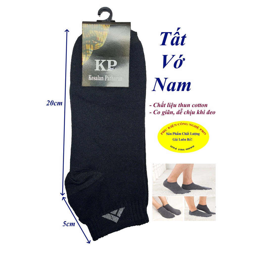 Tất vớ Nam kiểu ngắn cổ Nhãn KP Kesalan Patharan Chất liệu thun cotton, co giãn, êm, bảo vệ đôi chân, SX tại Việt Nam