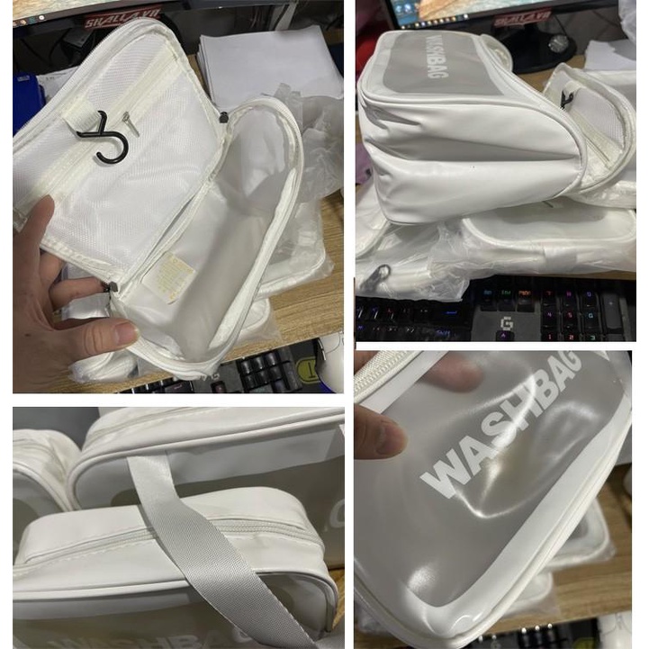 Túi mỹ phẩm Combo 6 trong suốt washbag nhựa PVC da Pu 3 màu đi bơi đi biển du lịch H1991