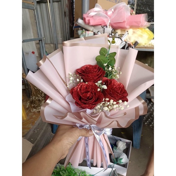 hoa hồng sáp 3 bông 1 bó đẹp