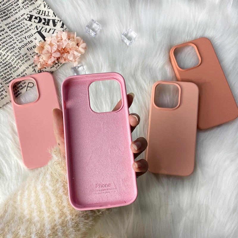 Ốp Điện Thoại Silicon Màu Hồng Cho iPhone 12 12Promax 13 13pro max 14 14pro max 14 plus