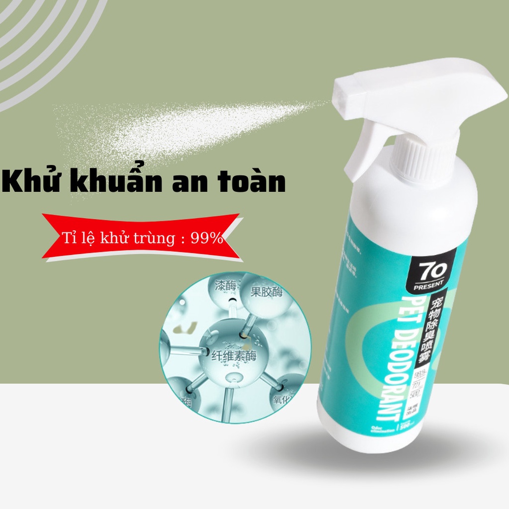 Xịt khử mùi hôi dành cho chó mèo PET DEODORANT YEUPET khử mùi 24h khử trùng 99% - 500ml
