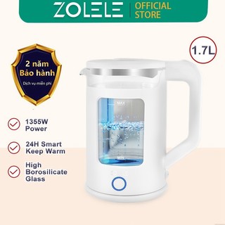 Ấm đun nước siêu tốc zolele zh100 chất liệu thủy tinh dung tích 1.7l 1355w