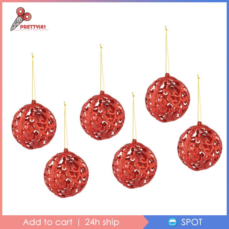 Set 6 Trái Châu Trang Trí Giáng Sinh Trọng Lượng Nhẹ Lấp Lánh Prettyia1