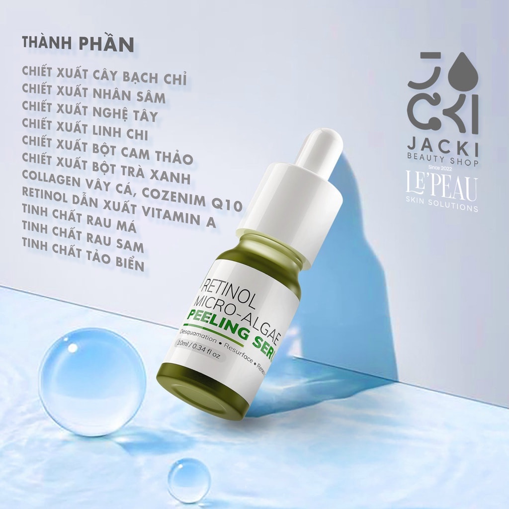 Serum Peel Da Vi Tảo Retinol 10ml LE'PEAU, Tặng Kèm Serum B5 Và Serum Mụn