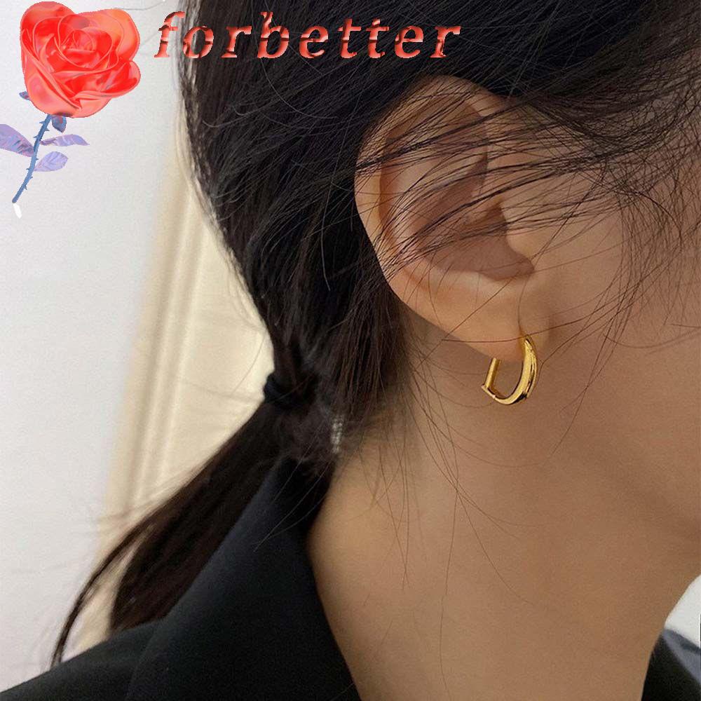 Bông tai hình chữ D bằng kim loại phong cách Hàn Quốc thời trang cho nữ