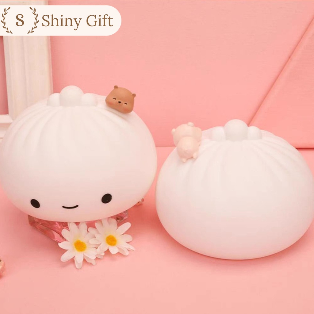 Đèn trang trí, đèn ngủ bánh bao silicone đổi màu