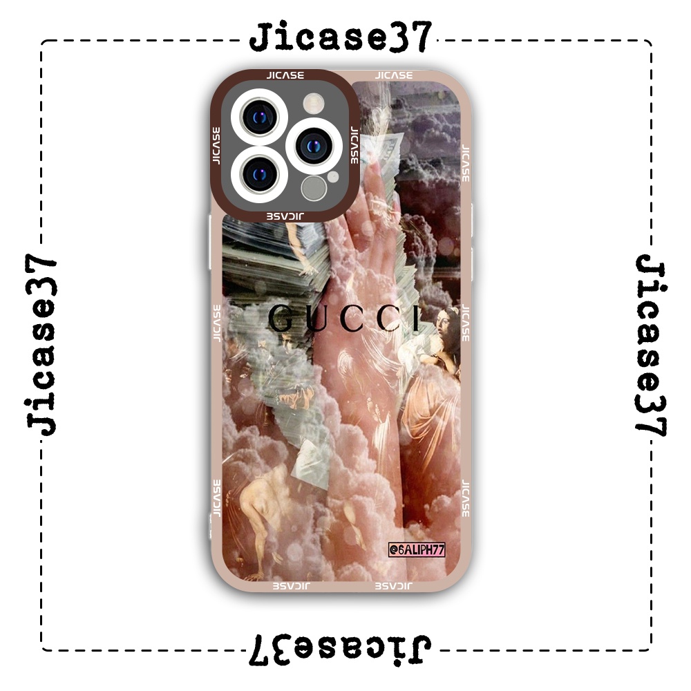 Ốp lưng iPhone Cạnh Vuông Samsung Xiaomi Oppo Jicase Gucci nền hồng