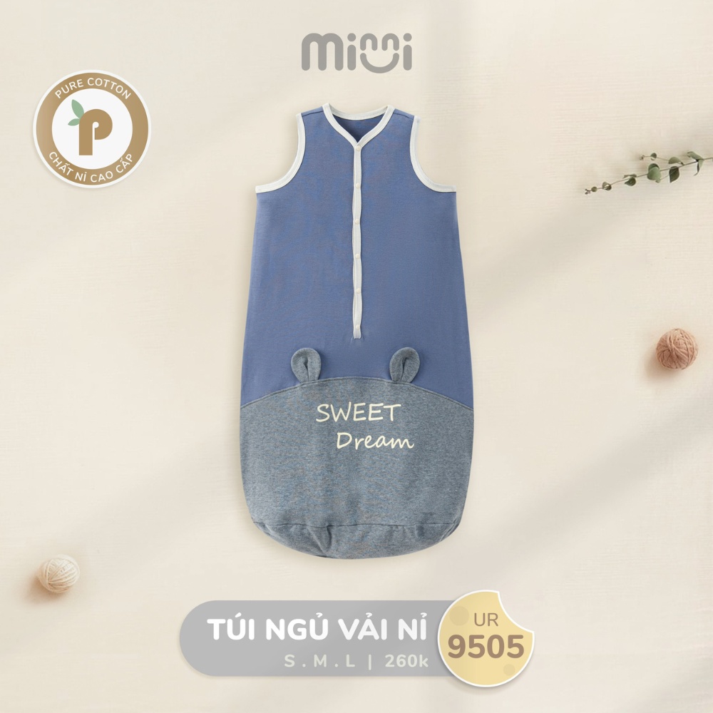 Túi ngủ Ualarogo cho bé 0-4 tuổi giúp bé ngủ ngon nỉ Pure Cotton giữ ấm thông thoáng cúc bấm hở tay 9505