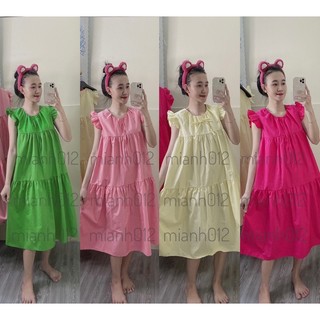 Đầm Babydoll Suông Dáng Dài Tay Cánh Tiên, Bầu Bí mặc được ạ