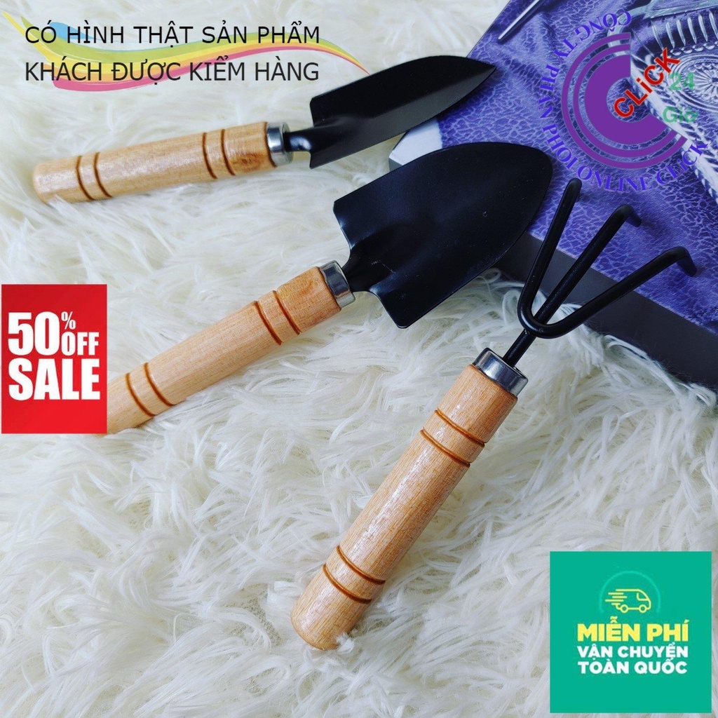 Bộ Cuốc Xẻng Làm Vườn Mini , dụng cụ 3 món chăm sóc cây bonsai, làm vườn hàng Dầy Xịn Chắc Chắn Siêu thị KM