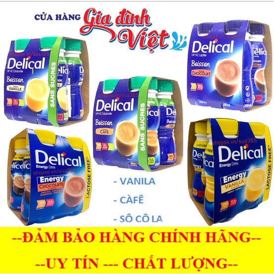 Sữa Delical Vani_200ml x 4 chai ( Nắp Vàng ) - Date Luôn Mới