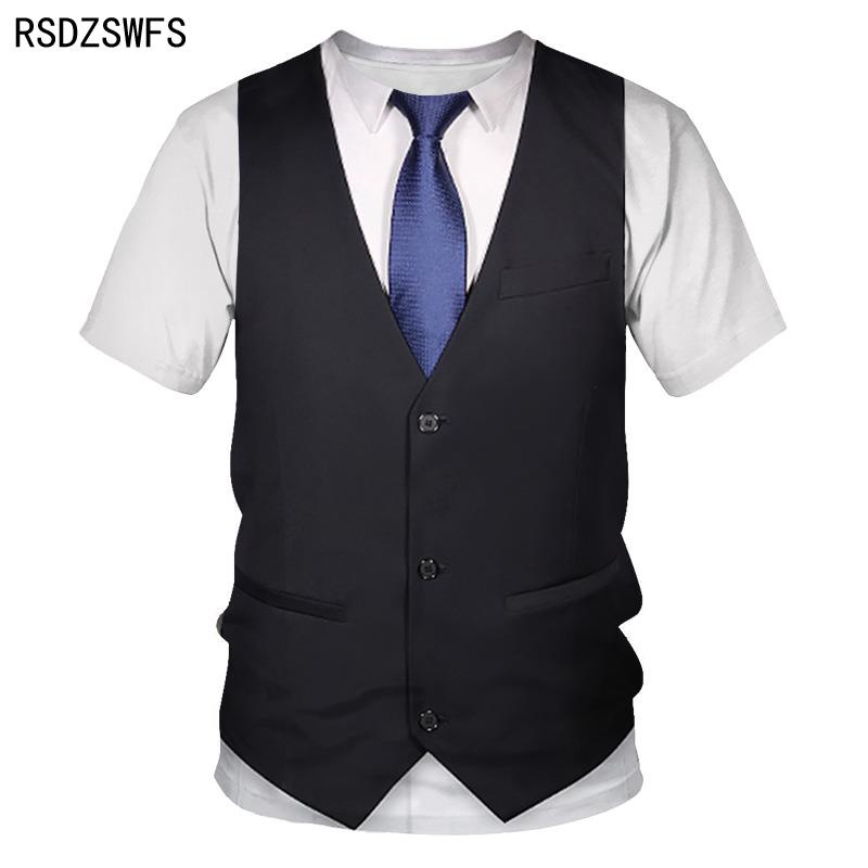 Áo Thun Ngắn Tay In 3D Giả Vest Thời Trang Dành Cho Cả Nam Và Nữ