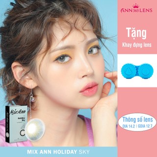 Kính áp tròng màu xanh Holiday Sky ANN365 dành cho mắt nhạy cảm dùng 1 tháng