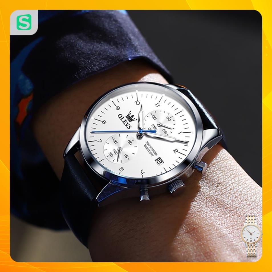 OLEVS 2880 Đồng hồ nam chính hãng Dây da có chức năng Lịch chống nước phát sáng Mặt số