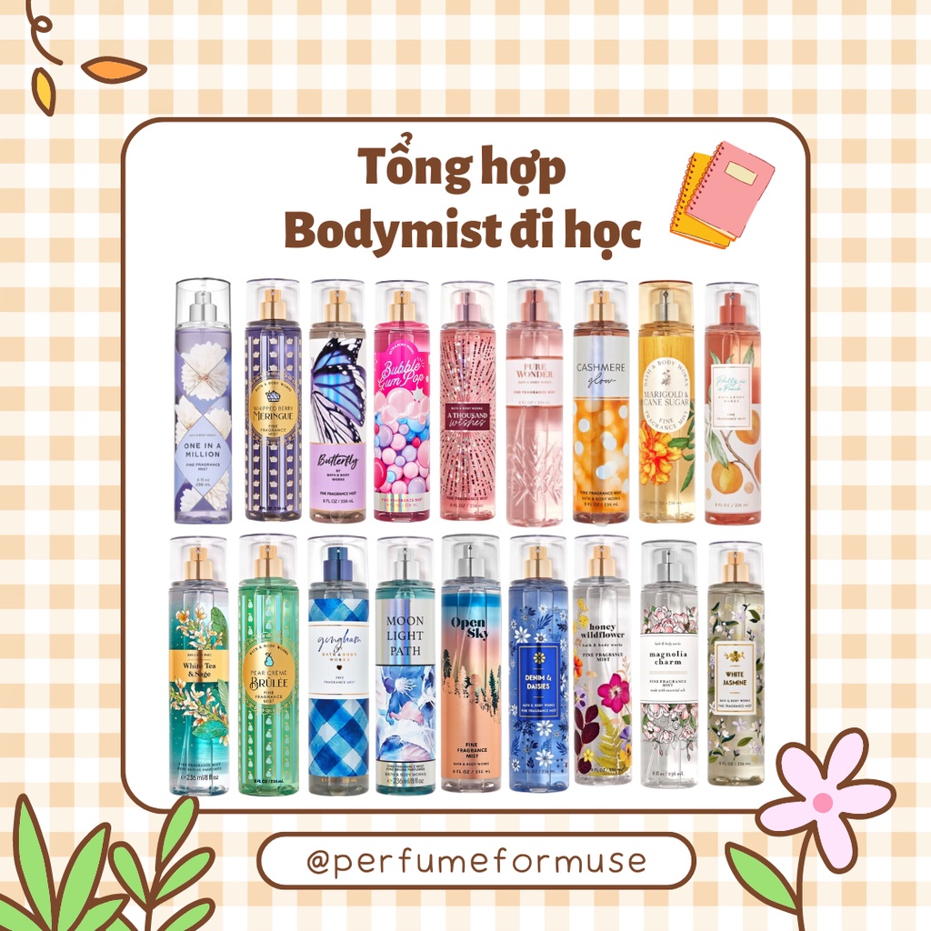 Xịt thơm toàn thân Bodymist 30ml | Đủ mùi đi học | Bath and Body Works [HƠN 20 MÙI]