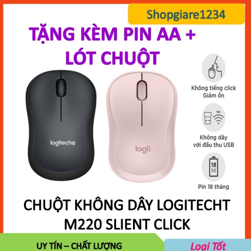 Chuột Không Dây Logitechc M220 Không Tiếng Động- Có Công Tắc On/Off  - Độ Nhạy Cao - Bảo Hành 12 Tháng