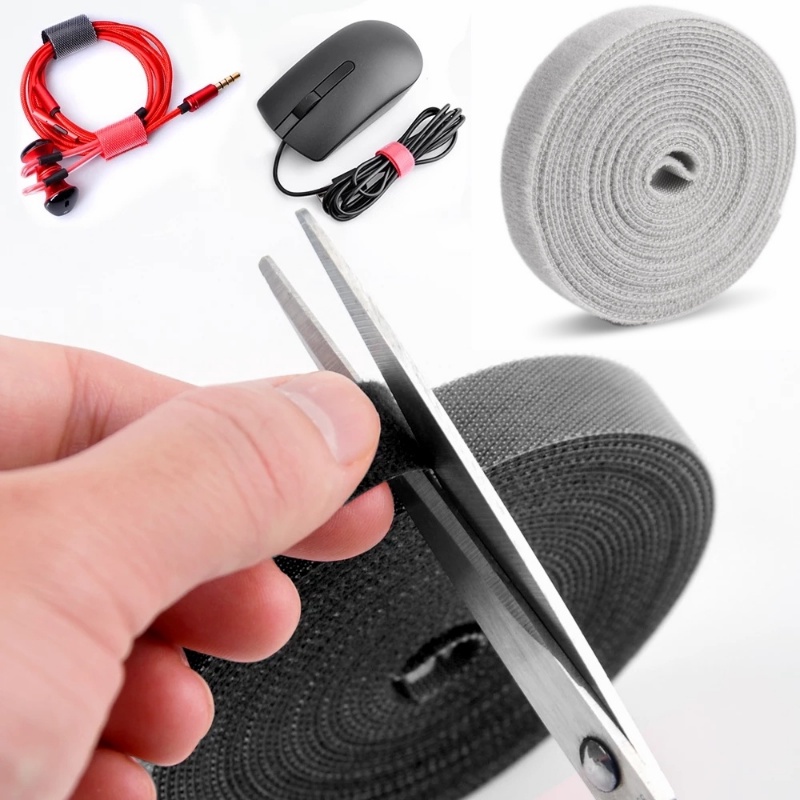 1 Cuộn Dây Nylon Tự Dính Quấn Dây Cáp Tai Nghe Sách Sắp Xếp Gọn Gàng