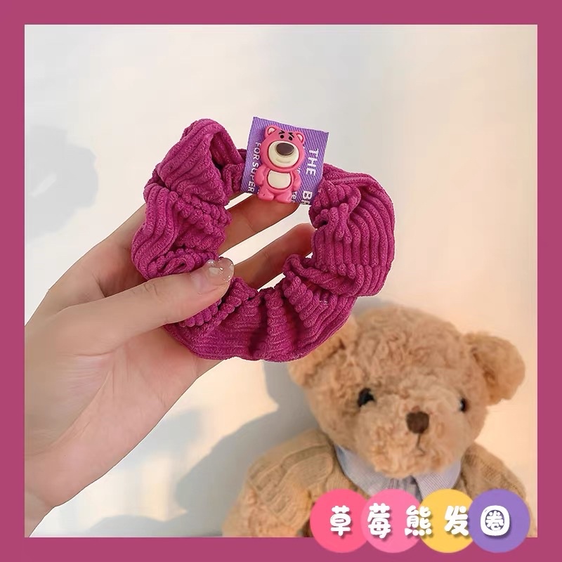 Set 7 Chi Tiết Chun Kẹp Tóc Hoạ Tiết Gấu Dâu Hồng Lotso Siêu Xinh