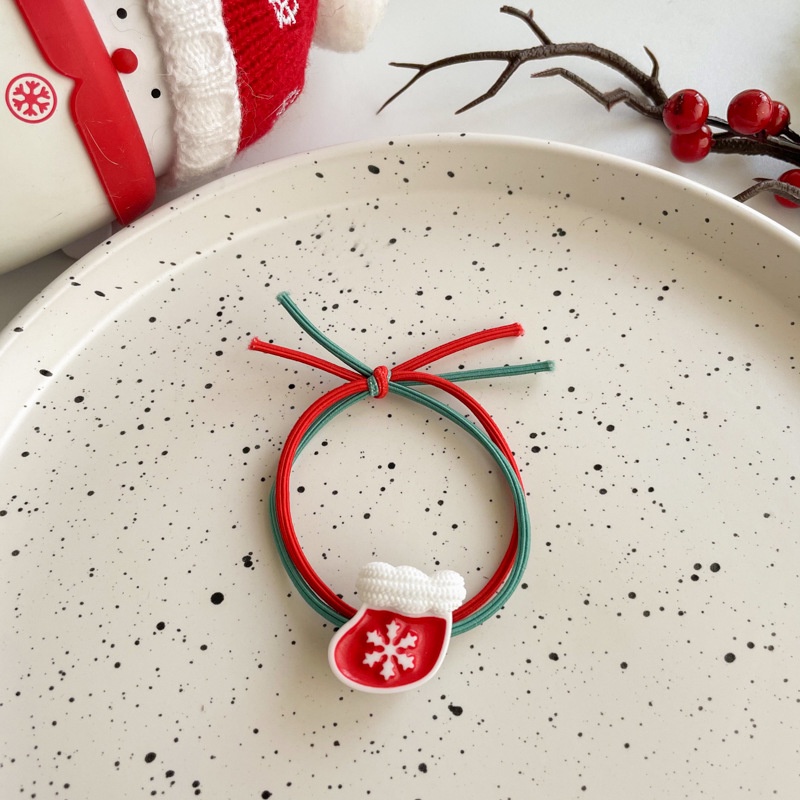 Dây Buộc Tóc Cao Su Co Giãn Hai Màu Sắc Phong Cách Giáng Sinh