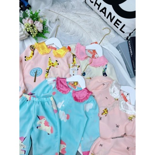 Bộ ngủ pijama lụa mango dài tay dành cho bé gái quần áo trẻ em mặc nhà lụa - ảnh sản phẩm 7