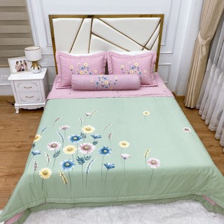 Bộ ga phủ Hàn Quốc chất cotton mát, set 5 món