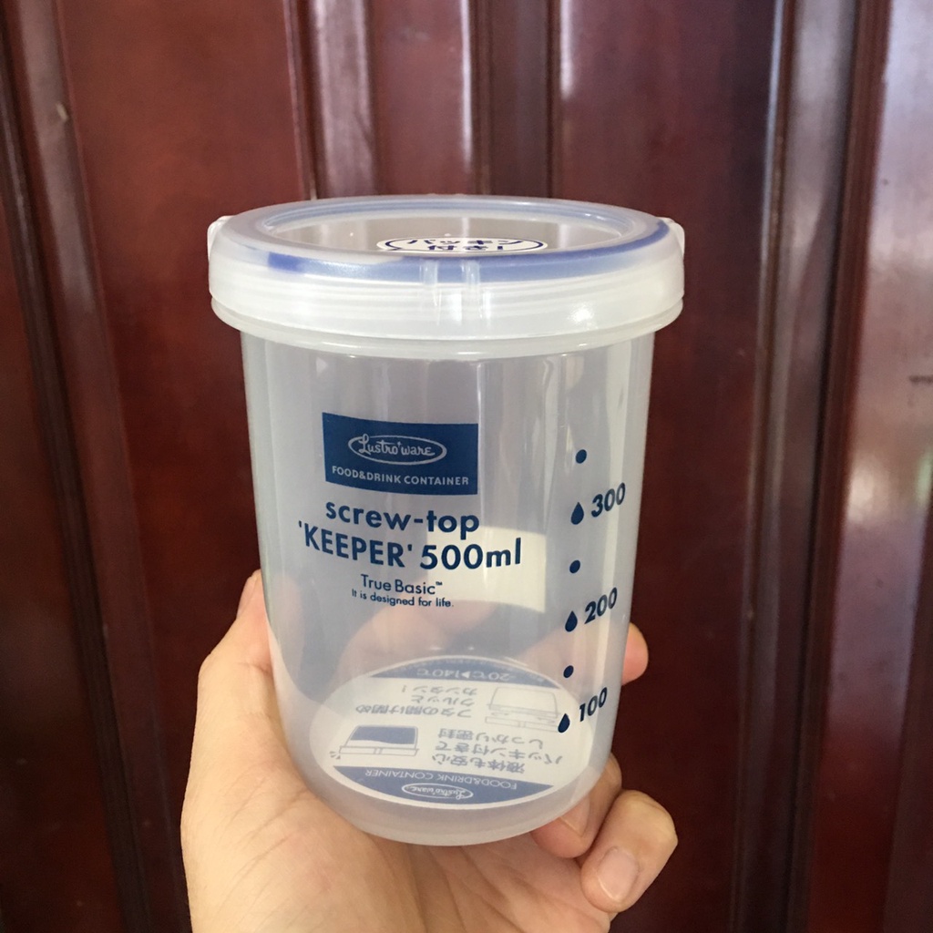 Hộp thực phẩm nắp vặn Lustroware Nhật Bản 250ml-1500ml nhựa PP kháng khuẩn, Dùng lò vi sóng, tủ đông lạnh