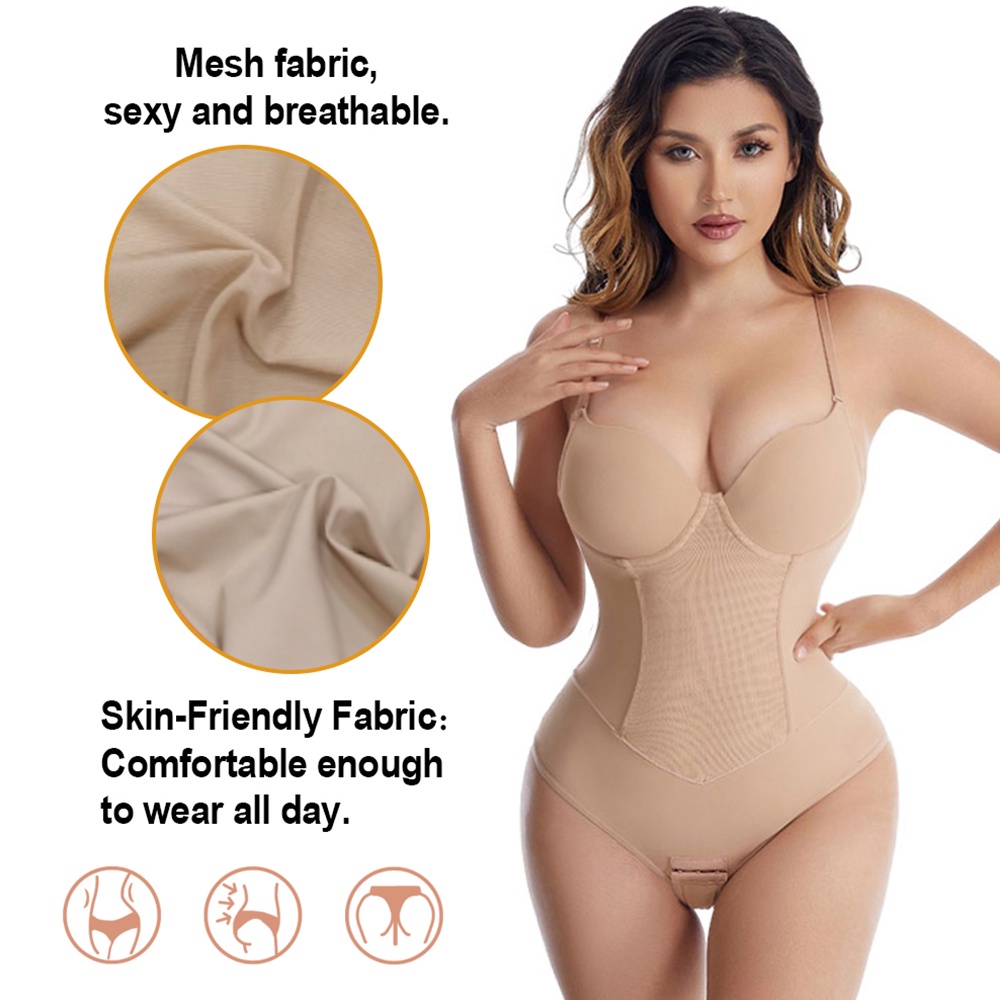 Bộ Đồ Lót Định Hình Cơ Thể Lưng Cao Không Đường May Điều Chỉnh Được Cho Nữ