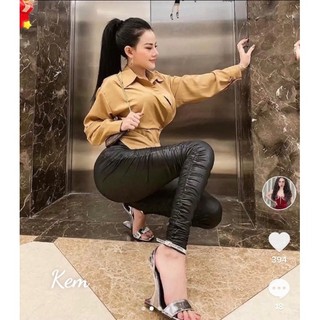 Quần da dúm chất mỏng siêu co giãn