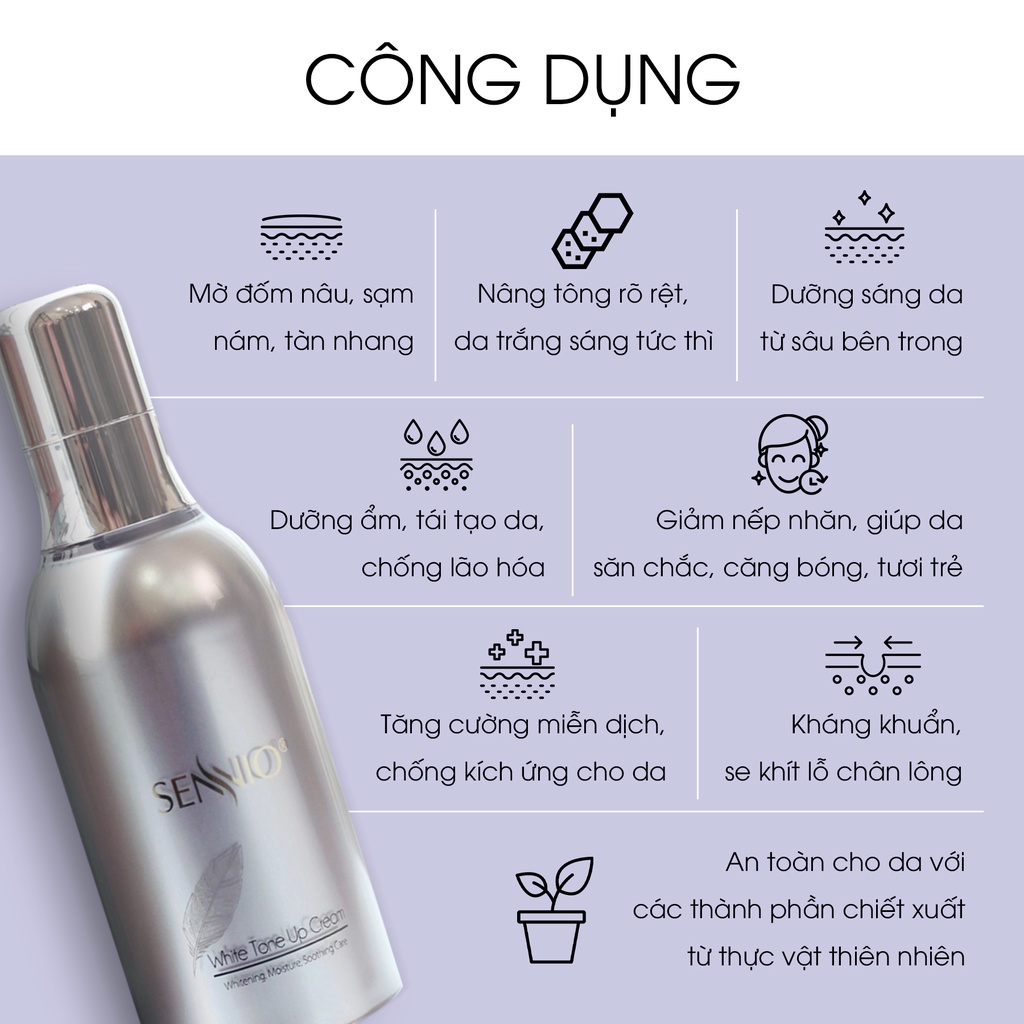 Kem dưỡng ẩm Sennio Whitening Tone Up Cream dưỡng da nám ban ngày dưỡng trắng da chống lão hoá 50ml SNO 807